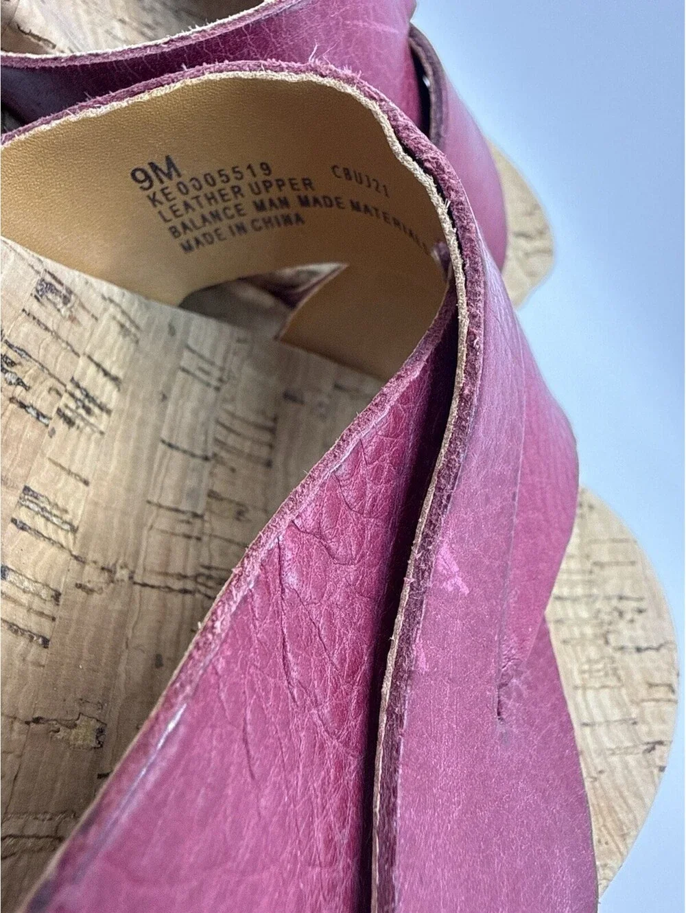 Korks Kork Ease Della Women Size 9M Pink Leather Cork Wedge Sandal Shoe Q20212